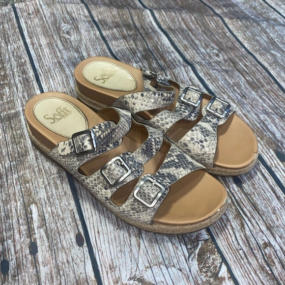 Sofft Breeze Snake Print Slide On Espadrille Sandals - Size 8.5 - Picture 1 of 8